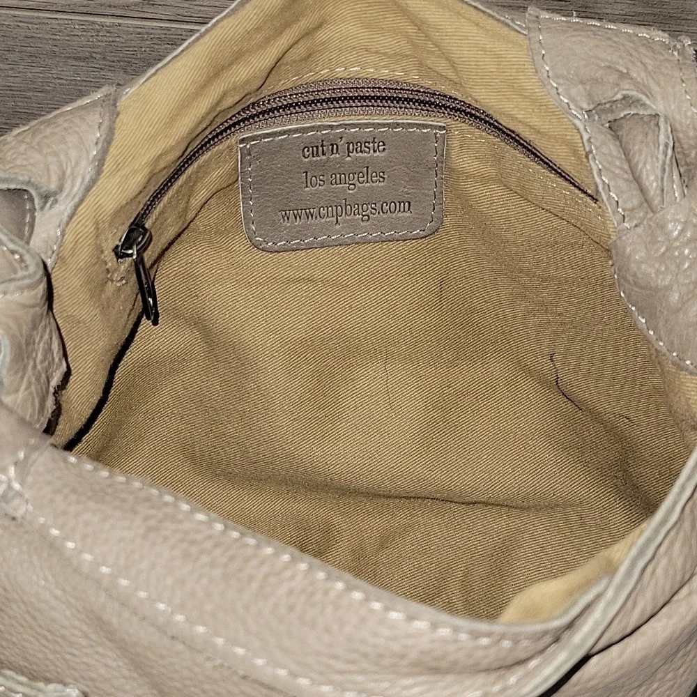 Cut & Paste for Anthropologie Studded Gray Leather Shoulder Bag